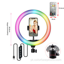 Luz de preenchimento de anel pequeno para selfie regulável com trpod